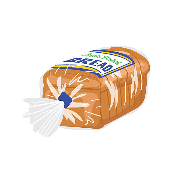 illustrations, cliparts, dessins animés et icônes de miche de pain tranché dans un emballage en plastique - pain tranché