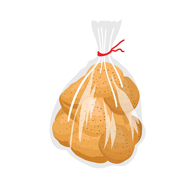 прозрачный пластиковый пакет из картофеля - raw potato root vegetable vegetable sack stock illustrations