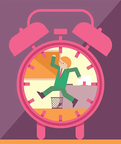 Vector illustration of Running Against The Clock