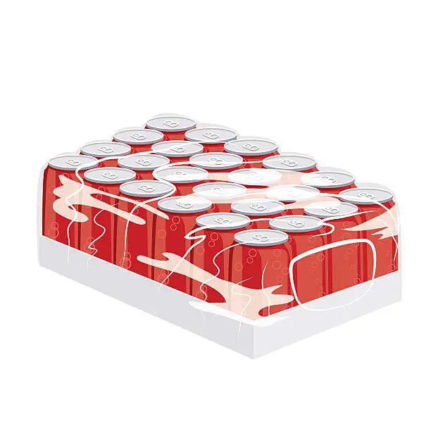Vector illustration of Case Of Soda Pop With Plastic Wrap