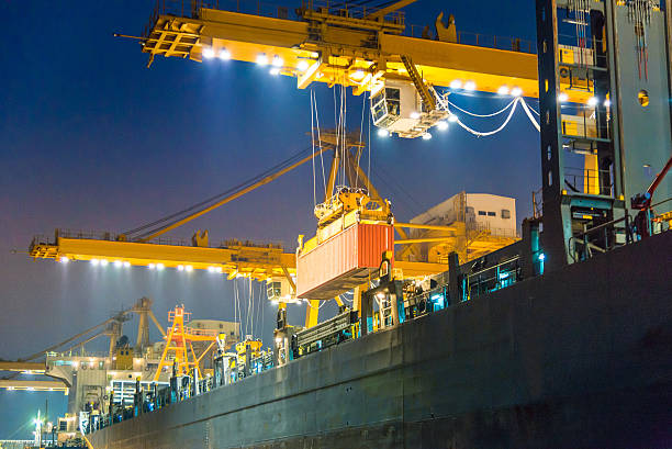 istock Container ship and cargo logistic the harbor in Asia , 540965736