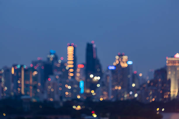 istock Blurred lights night view, city business downtown, abstract background 540966728