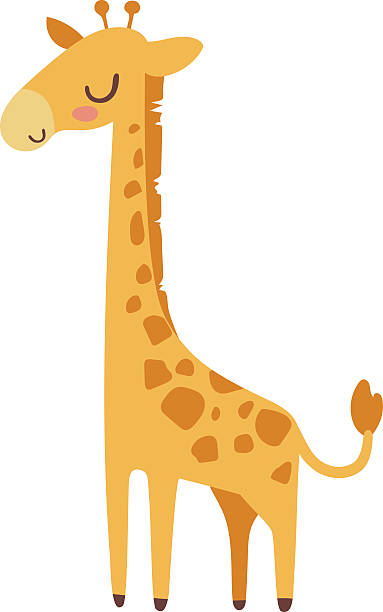 귀여운 기린과 카툰 벡터 일러스트레이션. - animal animal neck cute safari animals stock illustrations