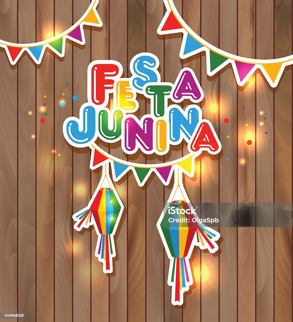 Festa Junina vector illustration on wooden Brazil stock vector