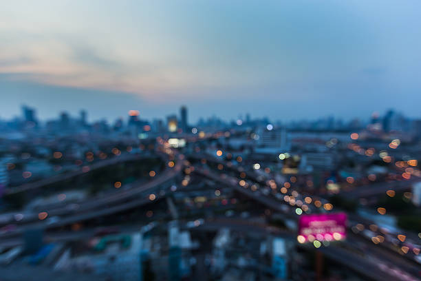 istock Blurred lights, city downtown background and highway interchanged 540970426