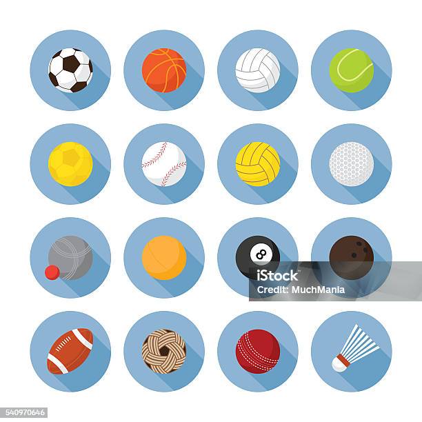 Sports Equipment Ball Flat Icons Set Stock Illustration - Download Image Now - Sports Ball, Sport, Icon Symbol