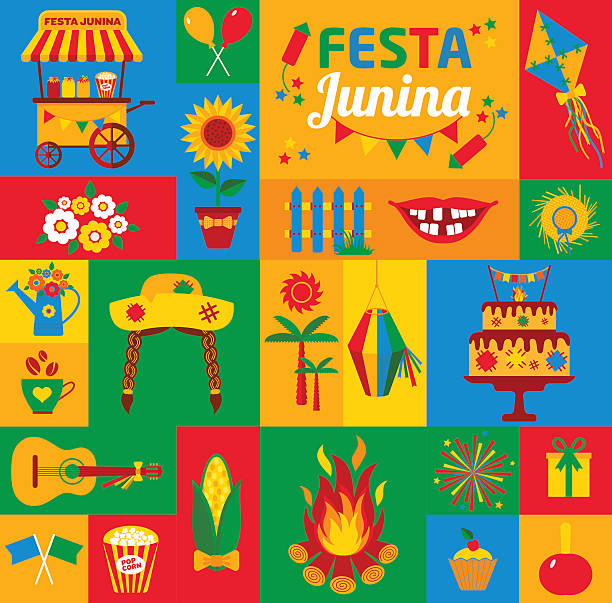 Festa Junina village festival in Latin America. Festa Junina village festival in Latin America. Icons set in bright color. Flat style decoration. Banners set. festa junina stock illustrations