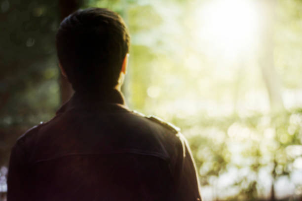 istock Rear view of a young man over nature background 540974860