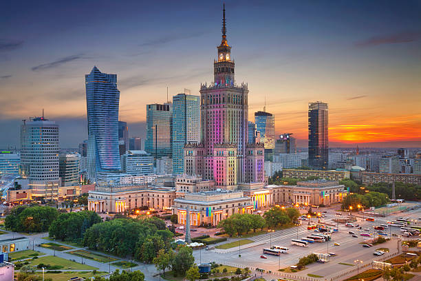 Warsaw. Image of Warsaw, Poland during twilight blue hour. warsaw stock pictures, royalty-free photos & images