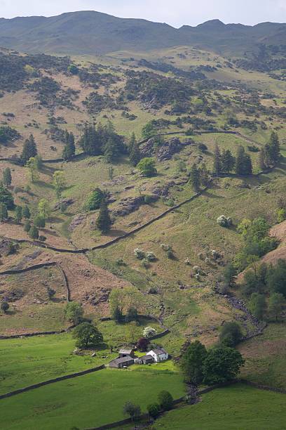 istock Small Cumbrian farm from Helm Crag, The Lake District, England 540976000