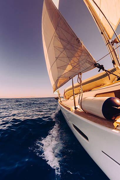 istock Sailing boat wide angle view in the sea 540977656