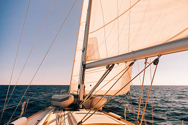 istock Mainsheet and roller with rope of the sailing boat 540977976