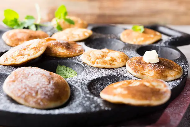 Photo of Dutch mini pancakes called poffertjes