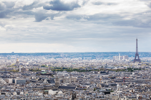 View from the famous Basilique du sacre coeur on the Eiffel Tower of Paris, France. 50 Mpx XXXL size image.