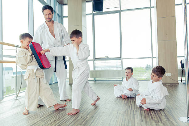 istock young, beautiful, successful multi ethical kids in karate position 540979856