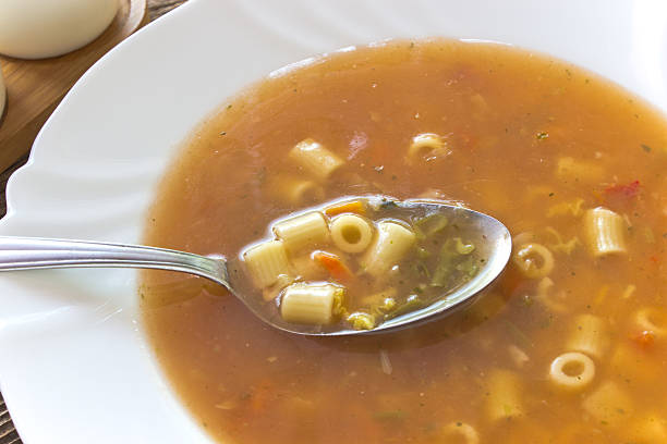 istock Minestrone soup in plate with spoon 540980466