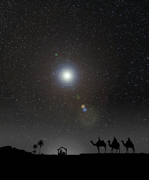istock Nativity scene with 3 wise men and the Christmas star. 540981212