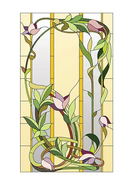 Vector illustration of floral stained-glass pattern