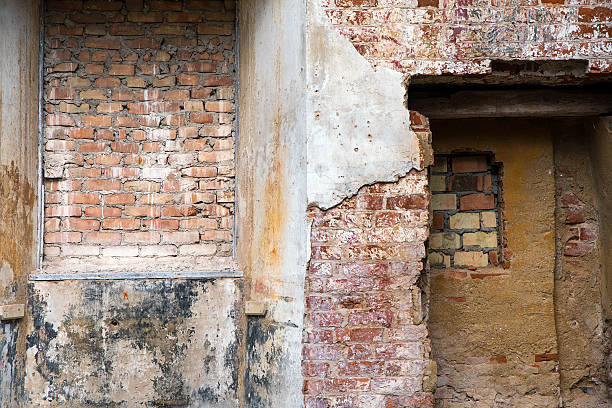 istock different structures and textures of brick masonry, lost place 540983060
