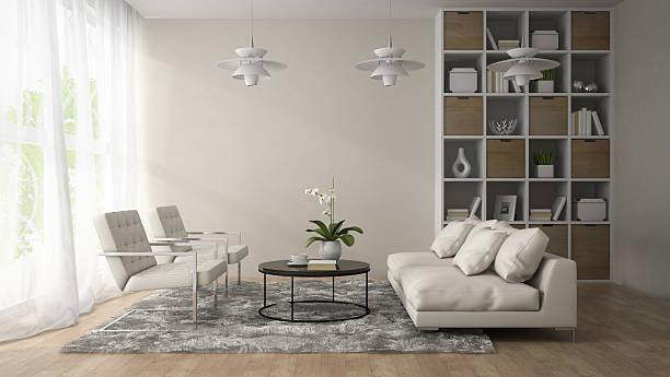istock Interior of modern room  with three white lamps 3D rendering 540983436