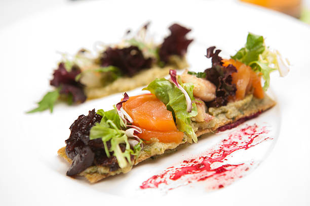 istock Delicious appetizer with shrimps on crispy bread 540985306