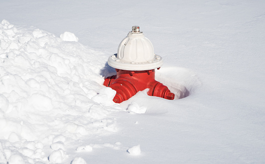 Fire hydrant covered with snow during Virginia snowmageddon, Jonas 2016