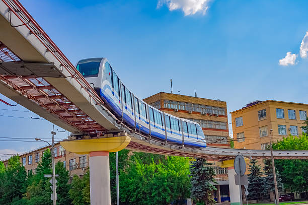 ทิวทัศน์ของเมืองมอสโกด้วยรถไฟโมโนเรล ภาพสต็อก