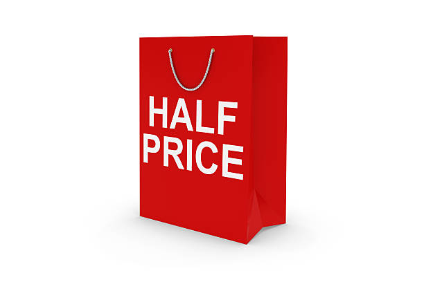 istock Red HALF PRICE Paper Shopping Bag Isolated on White 540990766
