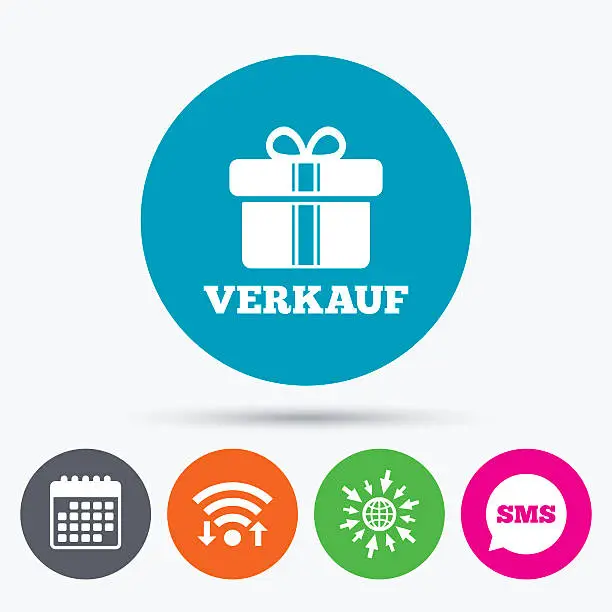 Vector illustration of Verkauf - Sale in German sign icon. Gift.
