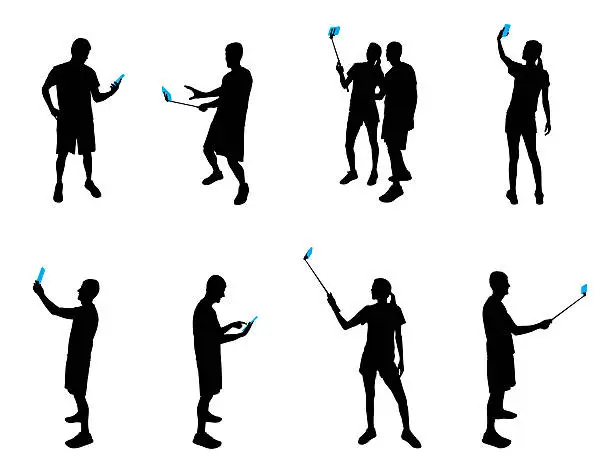 Vector illustration of Silhouettes with mobile devices