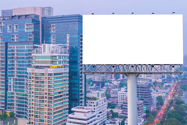 istock Blank billboard for advertisement in city downtown at night 540997664