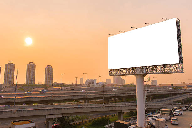 istock Blank billboard for advertisement with sunset in city 540997760