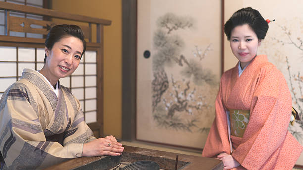 istock Two momen sitting on tatami room and posing 541000582