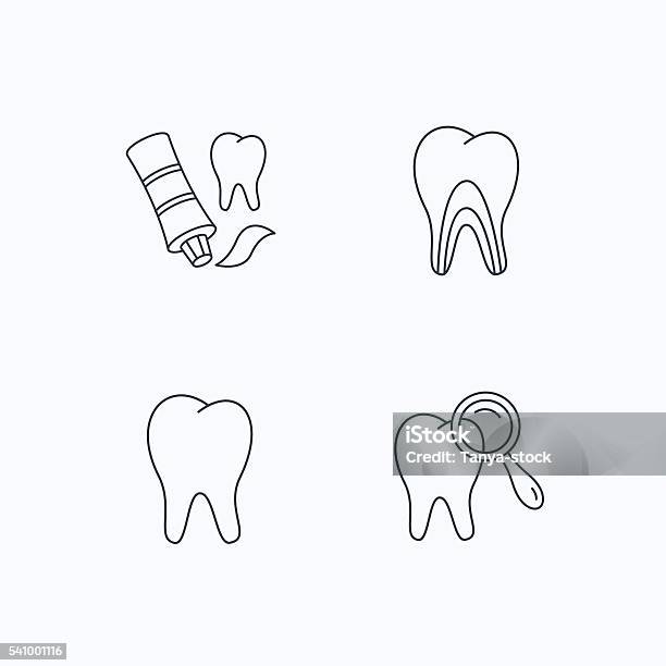 Tooth Dental Diagnostics And Toothpaste Icons Stock Illustration - Download Image Now - Backgrounds, Canal, Dental Health
