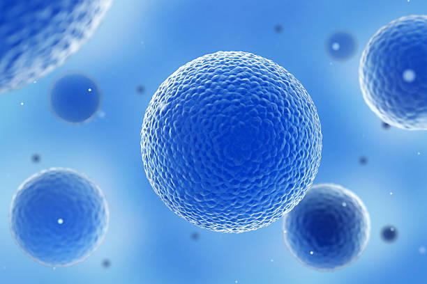 青セルマイクロビュー - hiv cell human cell retrovirus ストックフォトと画像