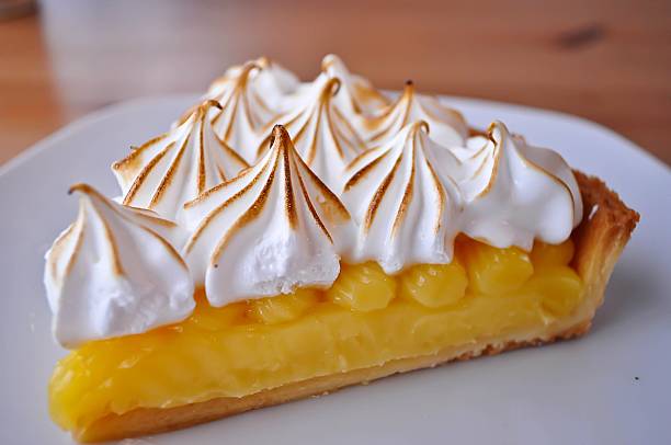 Lemon Tarts in plate white on wooden table.