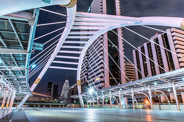 istock The architectural design of the skywalk at night 541005306