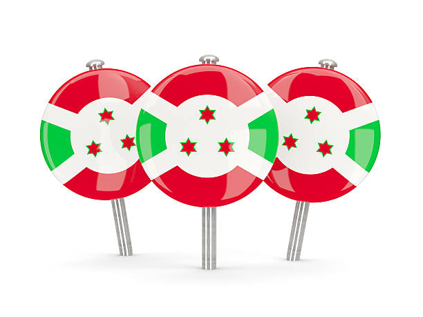 Flag of burundi, heart shaped sticker isolated on white. 3D illustration