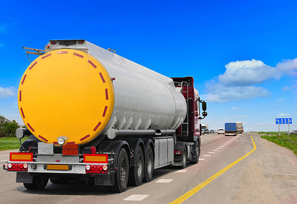 istock Tanker with chrome tanker on the highway. 541005684