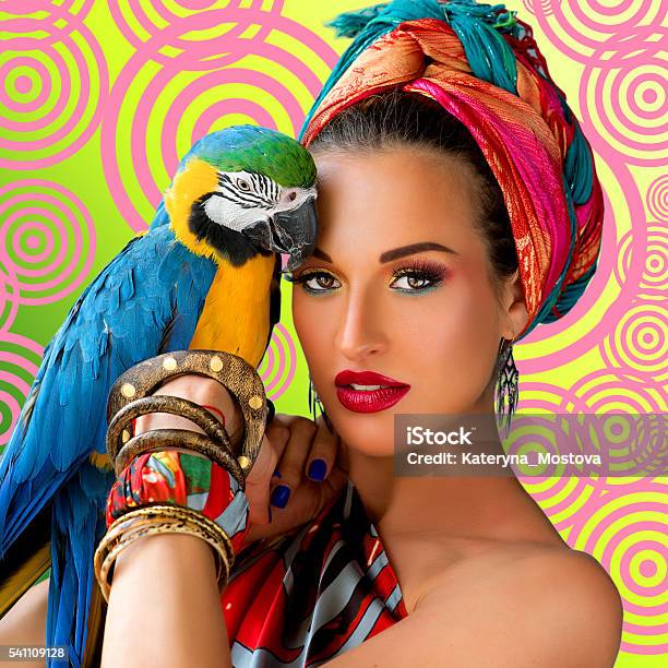 Portrait Of Young Attractive Woman In African Style Wiht Ara Stock Photo - Download Image Now