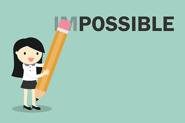 istock Business woman holding pencil erase impossible to possible. 541109528
