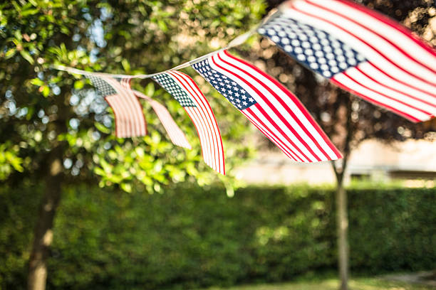 United States flags pennant on the courtyard