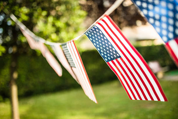 istock United States flags pennant on the courtyard 541111050