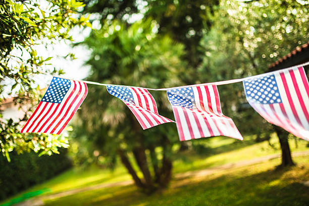 istock United States flags pennant on the courtyard 541111132