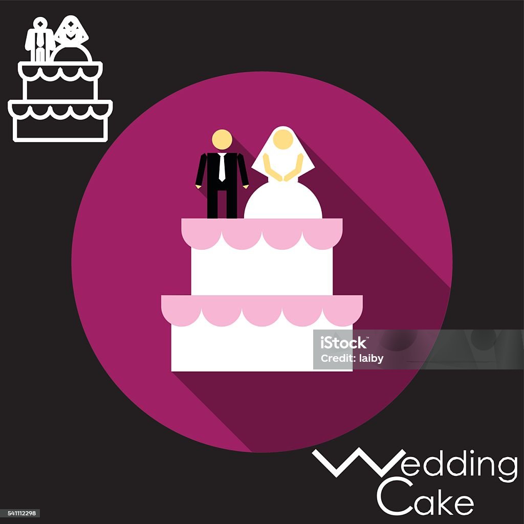 Wedding Cake With Bride And Groom Figurines Stock Illustration ...