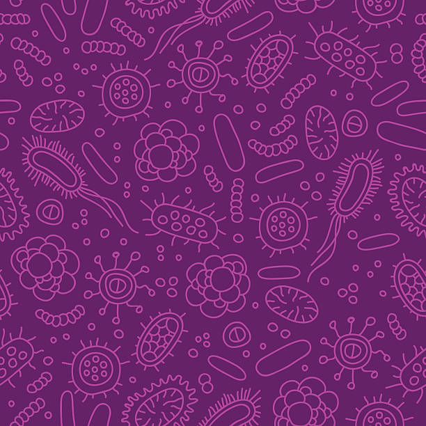 illustrazioni stock, clip art, cartoni animati e icone di tendenza di senza interruzioni pattern di vettore di germi e batteri - accoppiamento