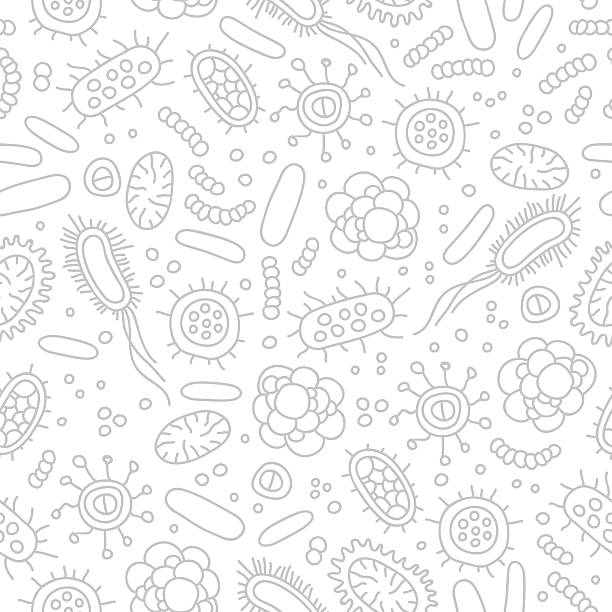 seamless vector pattern of germs and bacteria - mikroorganizma stock illustrations