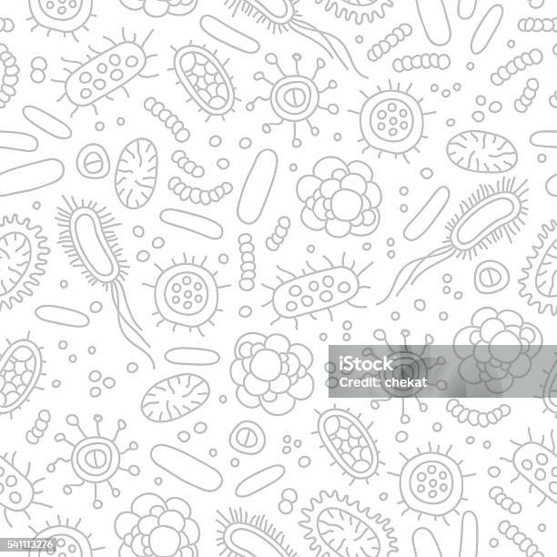 Seamless Vector Pattern Of Germs And Bacteria Stock Illustration - Download Image Now - Micro Organism, Bacterium, Pattern