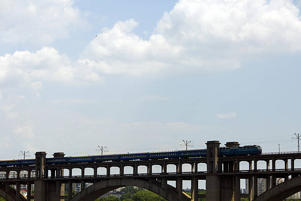 istock Zaporozhye, Ukraine. Train on the bridge 541114282