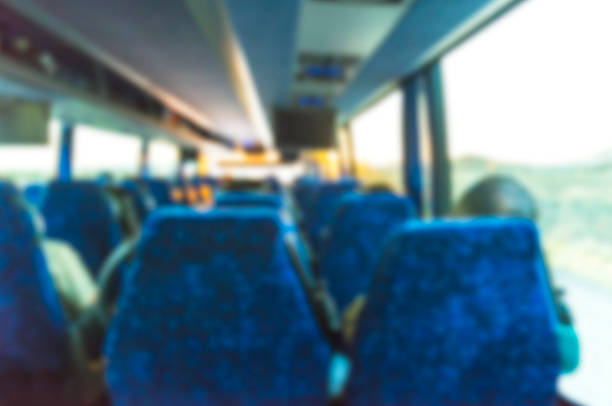 istock view inside the bus tour in the morning.  -blurred technique. 541114600